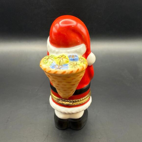 Petit Main Limoges France Santa Trinket box w/ gift bag Santa belt - Picture 2 of 6